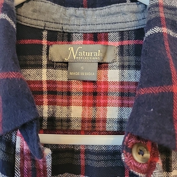 Natural Reflections Shirt Women Small Flannel Red Plaid Long Sleeve - Picture 5 of 6
